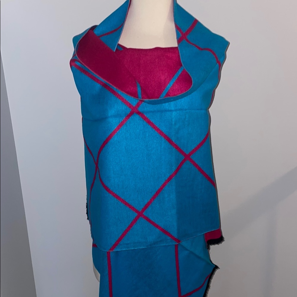 Blue and Pink Checkered Scarf